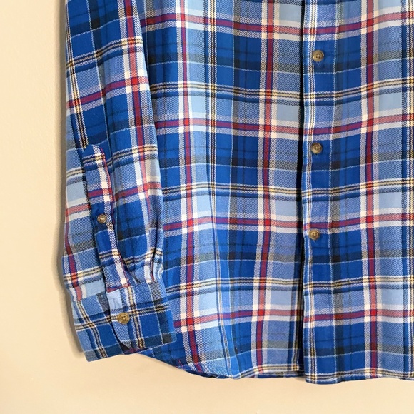 Vintage Chaps Blue & Red Plaid Lightweight Flannel Button Down Shirt - Picture 5 of 15